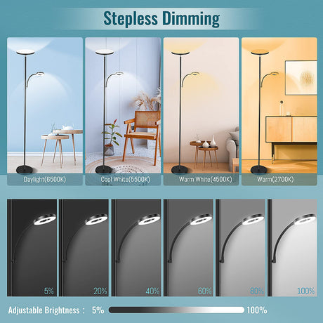 marctronic Floor Lamp, Upgraded 42W 4000LM Super Bright LED Floor Lamp for Living Room Bedroom, Dimmable Standing Reading Floor Lamps with Remote & Touch Control marctronic