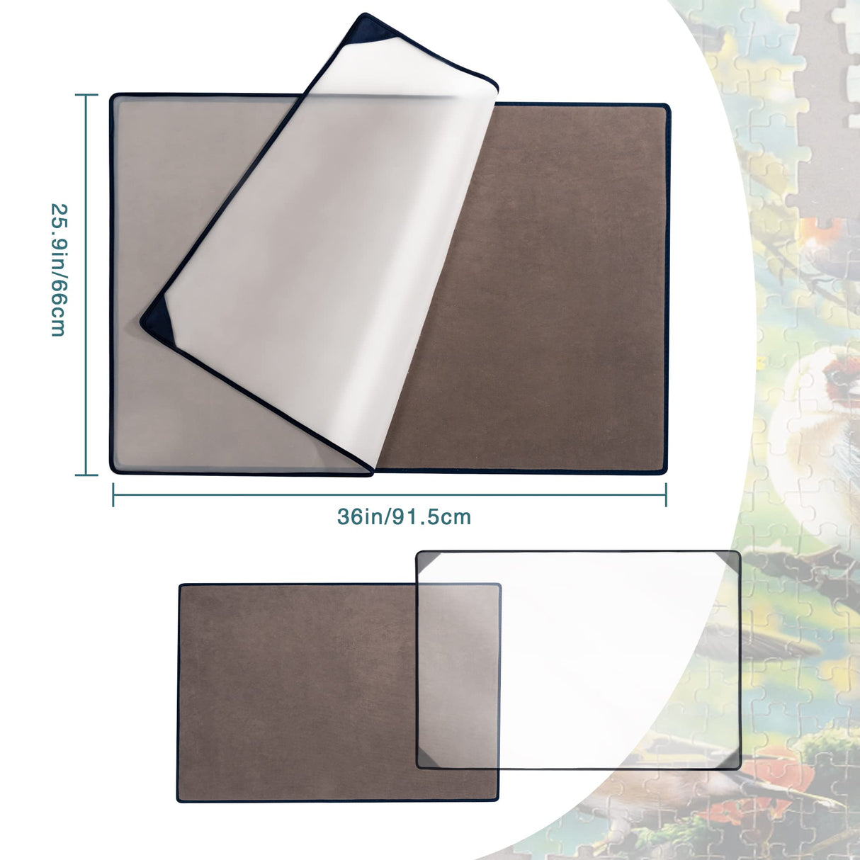 Tektalk Jigsaw Puzzle Board Portable Puzzle Mat with Puzzle Dustproof Cover for Puzzle Storage Puzzle Saver, Non-Slip Surface, Up to 1500 Pieces - Gray Tektalk