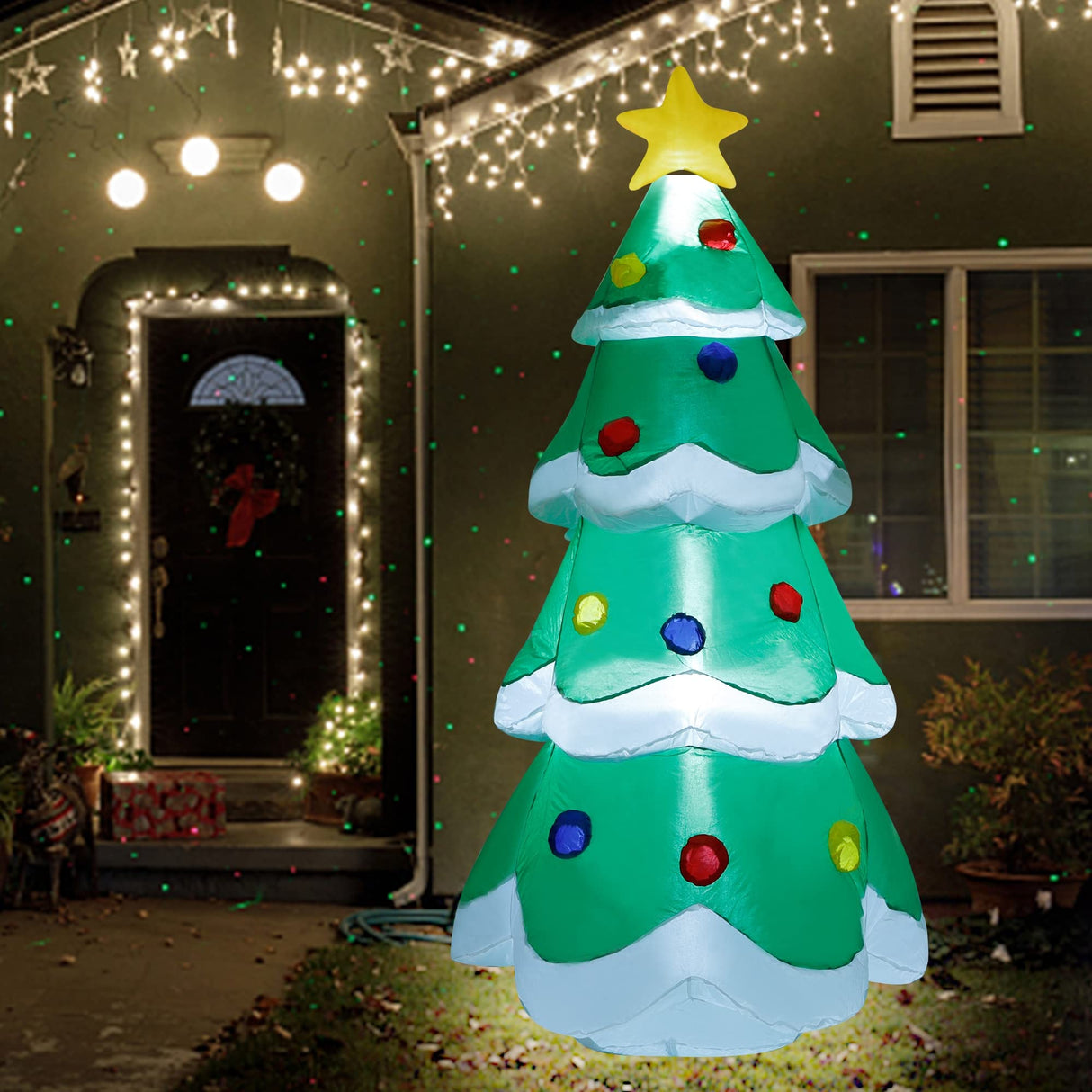 DR.DUDU 5 FT Inflatable Christmas Tree, LED Light up Xmas Tree Blow up Decorations for Christmas Party Indoor Outdoor Yard Garden Lawn Holiday Party DR.DUDU