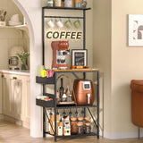 Honkazita Farmhouse Coffee Bar Cabinet 23 Inch Width with Coffee Storage Case,Coffee Station Bar Cabinet with 5 Hooks for Kitchen, Dining,Living Room Honkazita