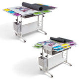 Tektalk 2000 Piece Foldable Felt Jigsaw Puzzle Table with Height Adjustment, Puzzle Board for Adults with 2 Cover & 8 Sorting Trays/Drawers, Easel with Legs, Enclosed with 4 Roller Wheels - Light Gray Tektalk