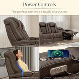 Seatcraft Anthem LT Zero-Gravity HeatZero Italian Leather Sofa w/Fold-Down Table Home Theater Seating, Heat & Massage, Power Headrest, Power Recline, Brown Seatcraft