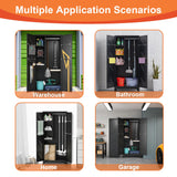 Metal Garage Storage Cabinet, 75“ Cleaning Tool Storage Cabinet, Multifunctional Garage Storage Broom Closet with Doors, Handing Rod (Black, Door-2) CBNTKI