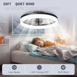 VOLISUN Low Profile Ceiling Fans with Lights and Remote, Fandelier Ceiling Fan Flush Mount, 3000K-6500K Smart Bladeless LED Fan Light, Black Modern Ceiling Fans with Lights for Bedroom VOLISUN