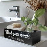 CuffUp Bathroom Decor Box, Toilet Paper Basket 2 Sides Signs Farmhouse Bathroom Basket Toilet Basket Tank Topper Rustic Farmhouse Home Decor for Livingroom Kitchen（One Black Box） CuffUp