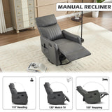 Trustyue Swivel Rocker Recliner Chair, 360° Swivel Recliner with Heat and Massage, Rocker Recliner Nursery Glider Chair with Side Pockets for Living Room (Grey, Faux Leather) Trustyue