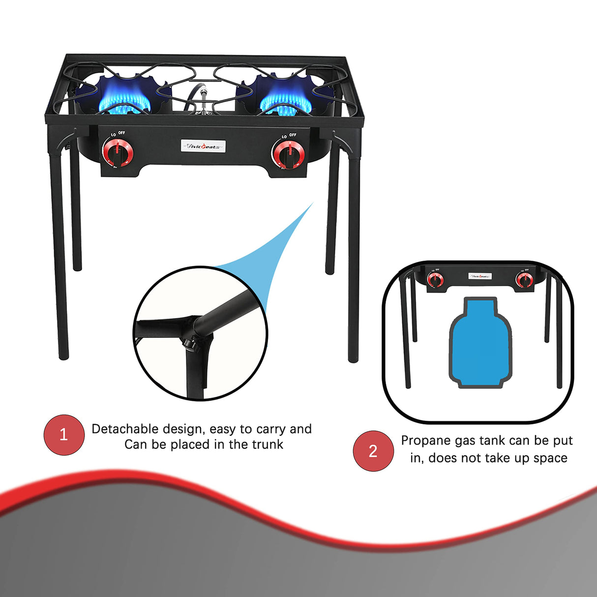 Vivicreate Propane Gas 20 PSIG high pressure regulator outdoor camping camp garden BBQ grill stove burner vivicreate