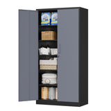 MIIIKO Metal Storage Cabinet with Locking Doors, Black Garage Storage Cabinets with 5 Adjustable Shelves MIIIKO