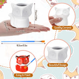 Pasimy 6 Set DIY Ceramic Succulent Planter Pots Paint Your Own Flower Pots Craft Kit Unpainted Bisque Paintable Flowerpot with Brush Palette Ready to Paint for Family Activity Gift(Fox) Pasimy