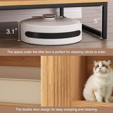 FiveWillowise Litter Box Enclosure, Modern Fluted Hidden Litter Box Furniture,Cat Litter Box Enclosure with Scratching Mat,Cat House Side End Table,Natural FiveWillowise