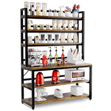 Aquzee Bakers Racks for Kitchens with Storage, 6 Tiers Large(47.2“W x 15.7”D x 70.8" H) Kitchen Stand with Hutch, Freestanding Organizer with Shelves,Rustic Brown Aquzee