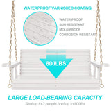 4FT Wooden Porch Swing w/Cupholders,Heavy Duty 800LBS Outdoor Swing Bench w/Chains,Patio Roll Back Swing Chair Bench,Front Porch 2-Person Hanging Bench,for Garden Courtyard Lawn & Balcony Backyard RELIANCER