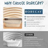 RORECAY Bread Banneton Proofing Basket Set, 9 Inch Round & 10 Inch Oval Cane Sourdough Baskets with Dough Whisk Bread Lame Dough Scraper Bowl Scraper Silicone Brush Sourdough Bread Baking Supplies rorecay