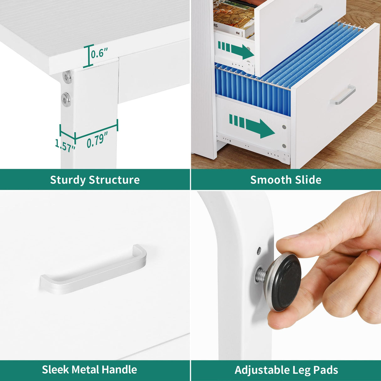 YITAHOME Computer Desk with Drawers, 47.2" Office Desk with Power Outlets & LED Light, Home Office Desk with Storage Shelves, White YITAHOME