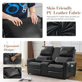 Loveseat Recliner Sofa, Push Back Double Wall Hugger Reclining Sofa Chair with Console, 2 Seat Leather Home Theater Seating with Cup Holder, Manual Comfy RV Furniture Sofa for Living Room, Light Black SENIFIS