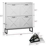 HUAHUU Shoe Cabinet with 4 Flip Drawers, Shoe Storage Cabinet with Mounted Rack & Adjustable Shelves, Shoe Cabinets Storage for Entryway, Hallway, Narrow Shoe Cabinet with Metal Legs, White HUAHUU