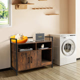 Giantex Cat Litter Box Enclosure - Cat Washroom Hidden Furniture with Front Entry, Cat Scratcher, 2-Door Storage Cabinet, 2 Compartments, Air Vents, Metal Frame, Wooden Pet Crate House (Rustic Brown) Giantex