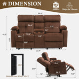 PALLOME Power Loveseat Recliner Sofa with Console, Loveseat Reclining Sofa with Heat & Massage, Home Theater Seating with Lumbar Pillow for Living Room, RV Recliner Loveseat (Velvet, Coffee) PALLOME