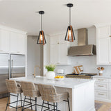 Magiroz Industrial Farmhouse Black and Wood Pendant Lights Kitchen Island 1 Light Adjustable Rustic Mini Wooden Hanging Light Fixtures Kitchen Single Pendant Lighting Over Island MPL28-1 (1 Pack) Magiroz