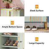 Tribesigns Shoe Cabinet with Doors, 6-Tier Shoe Storage Cabinet with Adjustable Shelves, Wooden Shoes Rack Shoe Storage Organizer for Entryway, Hallway, Closet, Living Room, Light Green Tribesigns