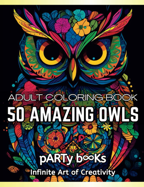 50 Owls : Adult Coloring Book with Fun, Easy, Relaxing Coloring Pages, Finest Art Drawings Majosta
