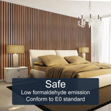 NeatiEase Wood Panels for Wall, 4-Piece 96" x 12.6" Soundproof Wood Slat Wall Panel for Interior Wall Decor Noise Cancelling, Acoustic Wall Panels, Sound Absorbing Panel (Teak) NeatiEase