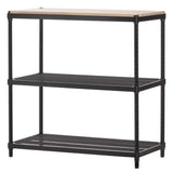 Design Ideas MeshWorks Stainless Metal Mesh Storage Wood Top Workbench Shelving Unit Rack for Garage and Kitchen Storage, Black Design Ideas
