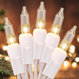 Meteds Christmas Lights 50 Count Clear Mini Lights White Wire UL Certified Connectable Warm White String Lights for Christmas Decor Meteds