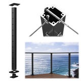 Muzata Aluminum Black Corner Cable Railing Post 36 Inch 36"X2"x2" T-drilled One-Post Corner Solution Surface Mount Cable Railing System Kit Indoor Outdoor Seaside with User Guide PD02 B3AS Muzata