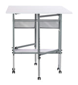 Sew Ready Hobby and Cutting Table - 58.75" W x 36.5" D White Arts and Crafts Table with 2 Mesh Storage Drawers, Silver/White Sew Ready