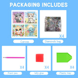 4 Pack Cartoon 5D Diamond Art Kits for Kids,Cute Animals DIY Painting Art Kit for Kids Ages 4-8-12 Mosaic Kits,Diamond Art Painting Craft Kits,Gem Art Full Drill Diamond Dots for Children Gifts 6x6In Canrichshop