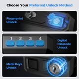 AINIRO Biometric Trigger Lock, Gun Trigger Lock for Rifles and Shotguns, Handguns, Quick-Access Gun Lock with Key, Keypad, Fingerprint; Shotgun Lock for Car, Bedside, Drawer AINIRO