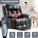 RESTREAL Power Lift Recliner Chair for Elderly, Electric Recliner Chairs for Adults with Massage and Heat, Cup Holders, Remote Control, USB Ports, Side Pockets, Leather (Black) RESTREAL