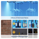 amzzar Wine Bar Cabinet with LED Lights, Small Liquor Cabinet for Home with Glass Holders and Wine Racks, Mini Home Bar with Power Outlet, Modern Rotating Coffee Bar Table for Office (White) amzzar