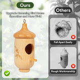 Hummingbird House, Wooden Hummingbird Houses for Outside Hanging, Nest Swinging, Wooden Bird Houses with Cotton, Bow, String, Gardening Gifts Decoration (1 Pack) Rakovar