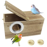 PINVNBY Parakeet Nesting Box, Carbonized Wood Bird Box, Wood Breeding Box for Birds, Budgie Lovebirds Conure Finch Parrot Canary (M: 9.8 x 5.3 x 5.3 inch) PINVNBY