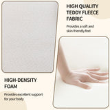 Minimalist Curved Sofa 3 Seater Boucle Teddy Velvet Fabric Upholstered Sofa, Tight Curved Back Velvet Cloud Sofa for Living Room Apartment Office (White+Teddy) mr.waiba