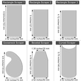 Therwen Card Scraper Burnisher and 6 Pcs Cabinet Scraper Set for Woodworking Card Woodworking Burnishing Tool Include 3 Rectangle 1 Gooseneck and Curved 1 Beveled Hand(Silver) Therwen