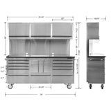 OEM TOOLS OEM24615 72 Inch 11-Drawer Garage Storage Cabinet System, Elite Stainless Steel Rolling Tool Chest, Mobile Workstation Tool Box with Drawers for Garage, Workshop, Or Jobsite OEMTOOLS