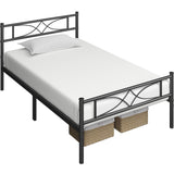 Yaheetech Twin Size Bed Frame Metal Platform Bed with Curved Design Headboard Footboard/No Box Spring Needed/Mattress Foundation/Heavy-Duty Support/Easy Assembly/Black Yaheetech