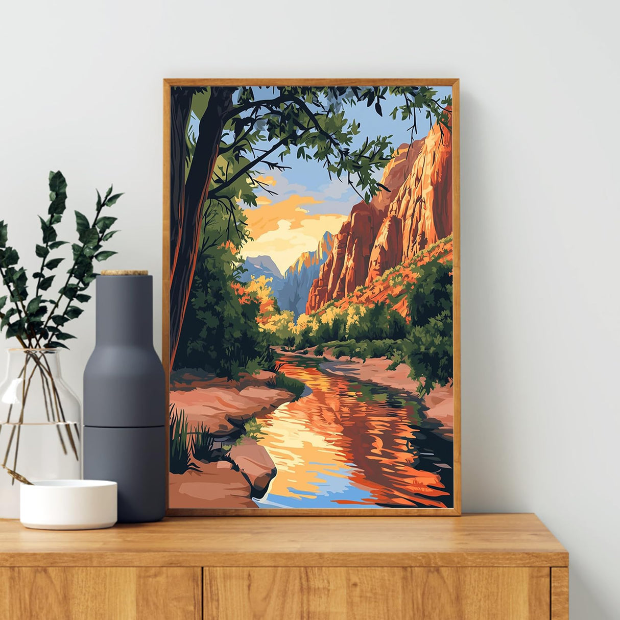 4 Pack Framed Paint by Numbers Kit for Adults Beginner with Wooden Easel, National Park Paint by Number Kits with Frame, DIY Acrylic Landscape Painting by Numbers for Home Wall Decor Gift 8x12 inch Yezavesu