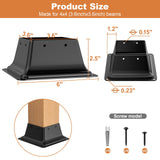 FMhotu 4x4 Post Base 4Pcs, Internal 3.6"x3.6" Heavy Duty Powder-Coated Steel Post Bracket Fit for Standard Wood Post Anchor, Decking Post Base for Deck Porch Handrail Railing Support FMhotu