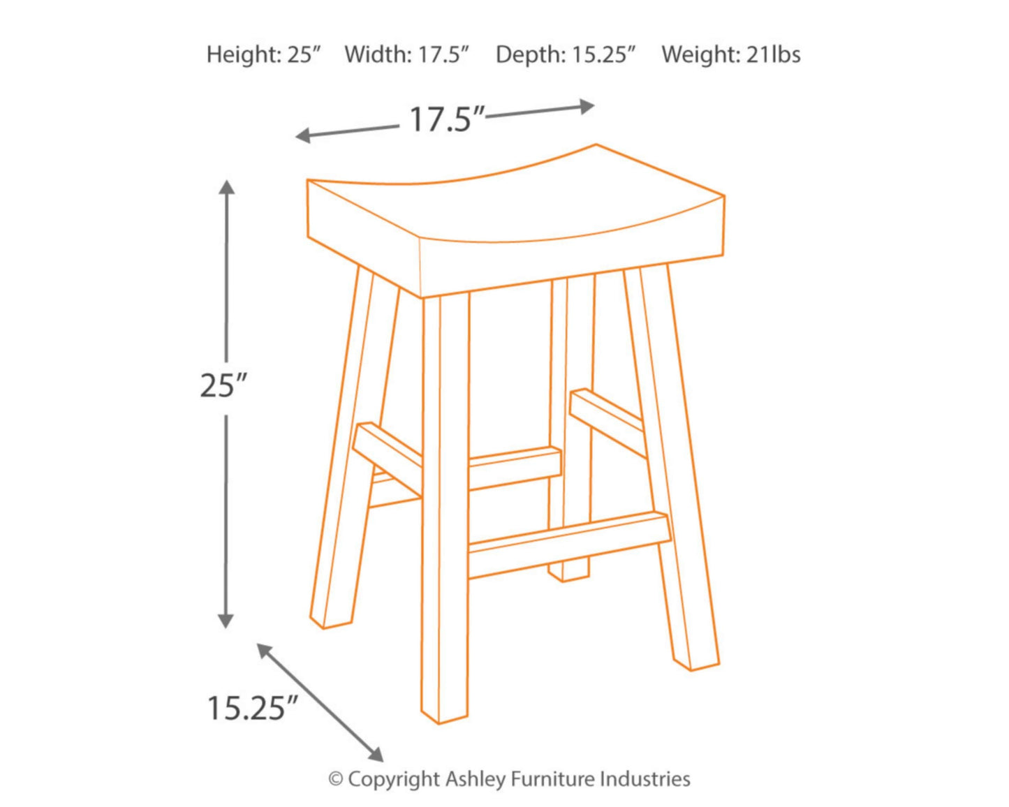 Signature Design by Ashley Glosco Farmhouse 25.5" Counter Height Saddle Barstool, Set of 2, Two-Tone Brown - WoodArtSupply