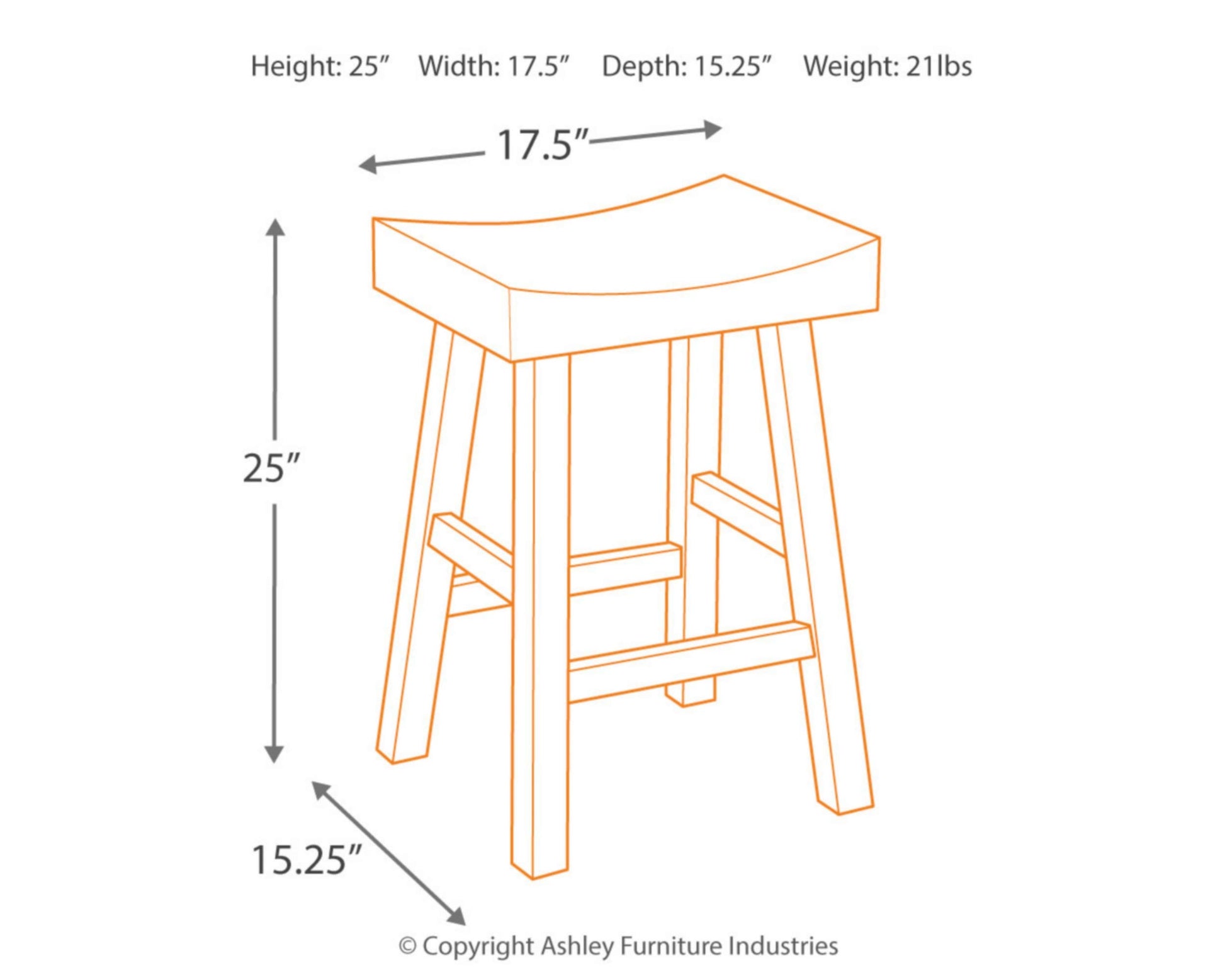 Signature Design by Ashley Glosco Farmhouse 25.5" Counter Height Saddle Barstool, Set of 2, Two-Tone Brown - WoodArtSupply