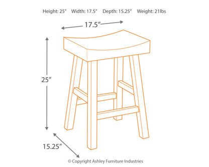 Signature Design by Ashley Glosco Farmhouse 25.5" Counter Height Saddle Barstool, Set of 2, Two-Tone Brown - WoodArtSupply