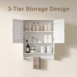 ChooChoo Medicine Cabinet, Bathroom Wall Cabinet, 2 Doors Over The Toilet Space Saver Storage Cabinet with Large Space, White ChooChoo