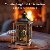 Homemory Rustic Christmas Farmhouse Lantern Decor, Wood & Metal 16'' Candle Lantern Hanging Candle Holders for Outdoor Indoor Home Living Room Patio Porch Table (Wood) Homemory
