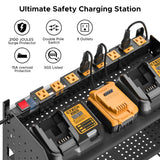 CRST Power Tool Organizer Wall Mount with Charging Station Cordless Drill Holder with 8-Outlet Heavy Duty Power Strip, Modular Garage Organization Storage Rack Shelf,Gift for Men Black CRST