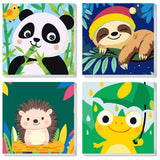 KEYIFA 4 Pack Framed Paint by Numbers Kit for Kids Age 6-12, Easy Animal Paintings for Adult Beginner, Framed Acrylic Canvas Painting for Home Decor Children Gift, 8x8 in (Sloth+Panda+Hedgehog+Frog) KEYIFA