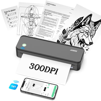 JADENS Wireless Portable Thermal Printer, 8.5''11'' Thermal Paper, 300DPI, Bluetooth, Inkless, Compatible with iOS, Android & Laptop